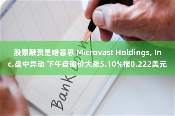 股票融资是啥意思 Microvast Holdings, Inc.盘中异动 下午盘股价大涨5.10%报0.222美元