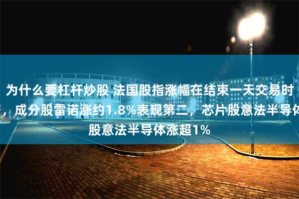 为什么要杠杆炒股 法国股指涨幅在结束一天交易时显著收窄，成分股雷诺涨约1.8%表现第二，芯片股意法半导体涨超1%